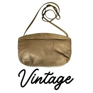 Vintage Leather Crossbody Hong Kong 1980s Taupe Leather Bag